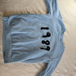Light Blue Sweatshirt with Black 1987 Print